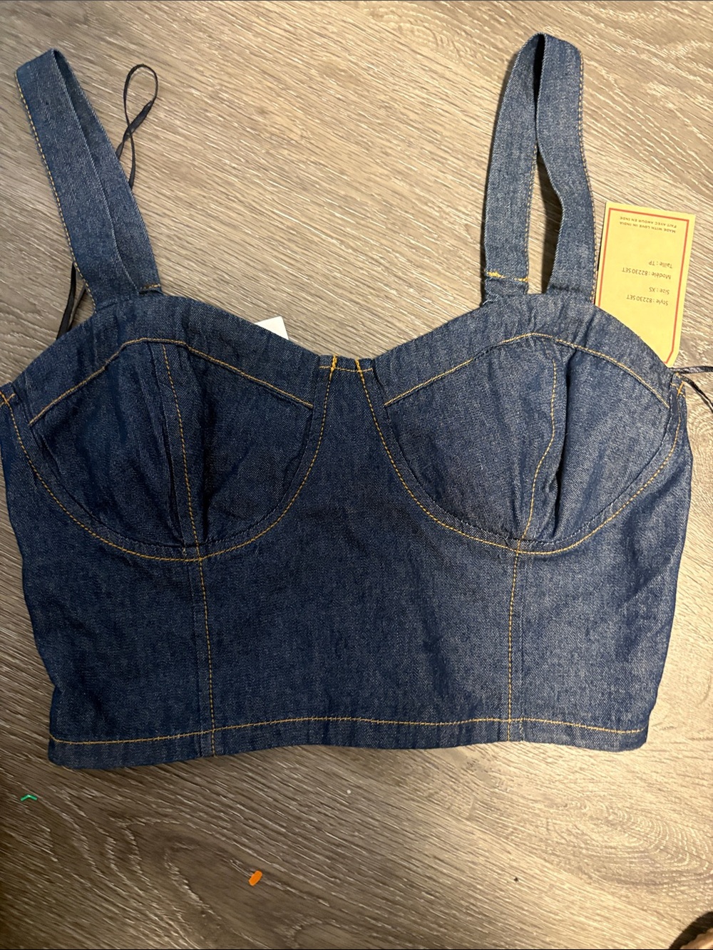 Denim Bustier Bandeau Top - Blue
